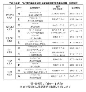 つ市歯　年末年始急患当番表２０２０－２１ (1)